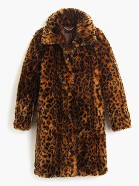 J. Crew Faux-fur leopard coat | Size M